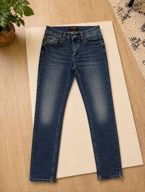 BROTHERS/SON Slim Taper Men's Blue Jeans Cotton Denim Zip Button Size:29×34